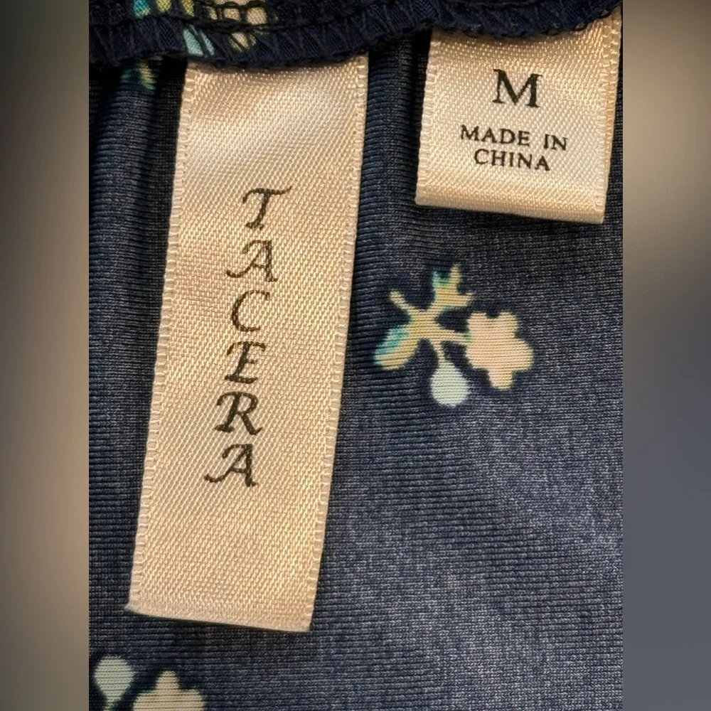 Tacera polyester elastic neck 3/4 sleeve‎ dark blue ladies dress size medium